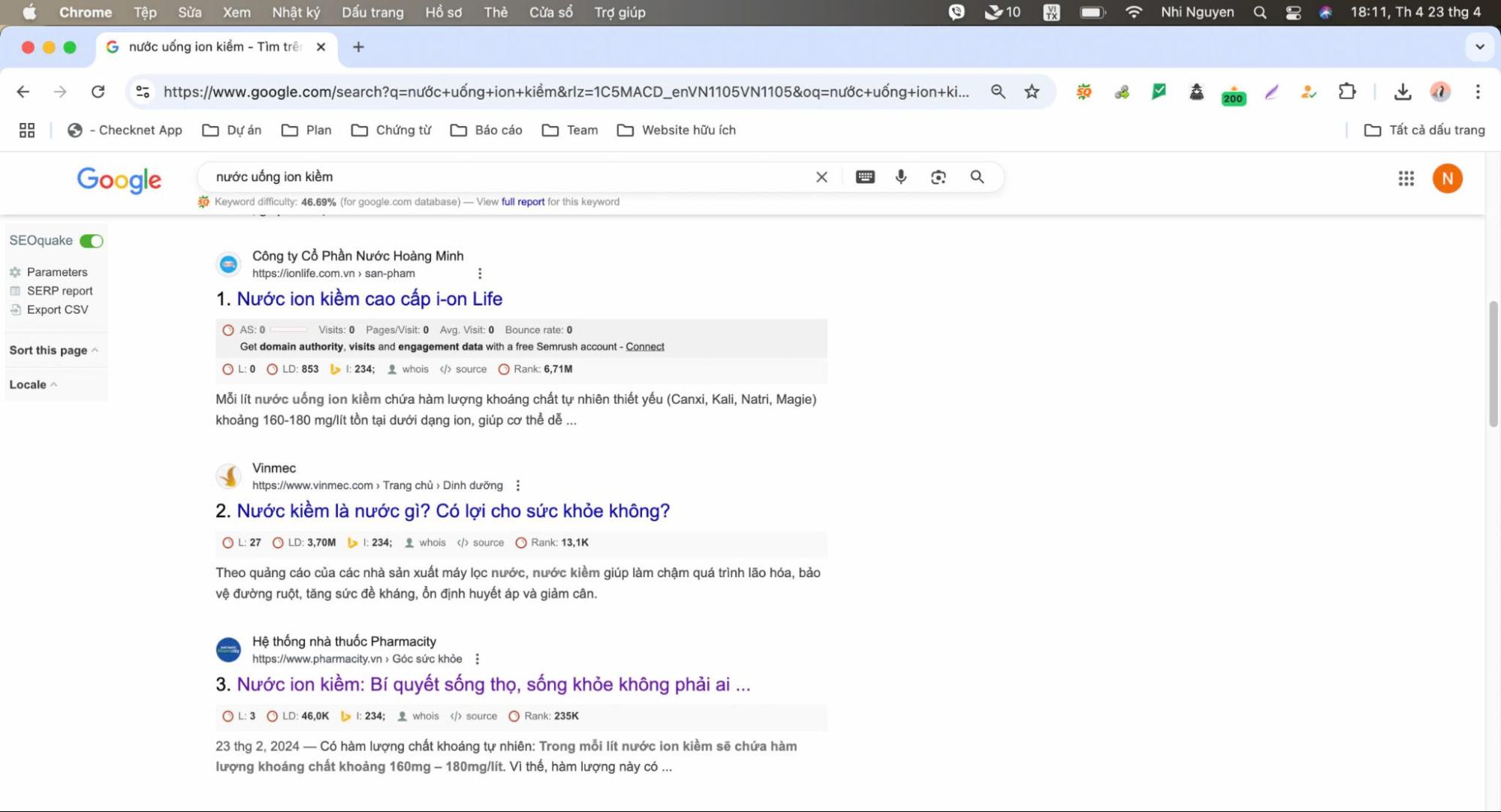 Kết quả từ khóa cam kết Top 2, keyword “nước uống ion kiềm”